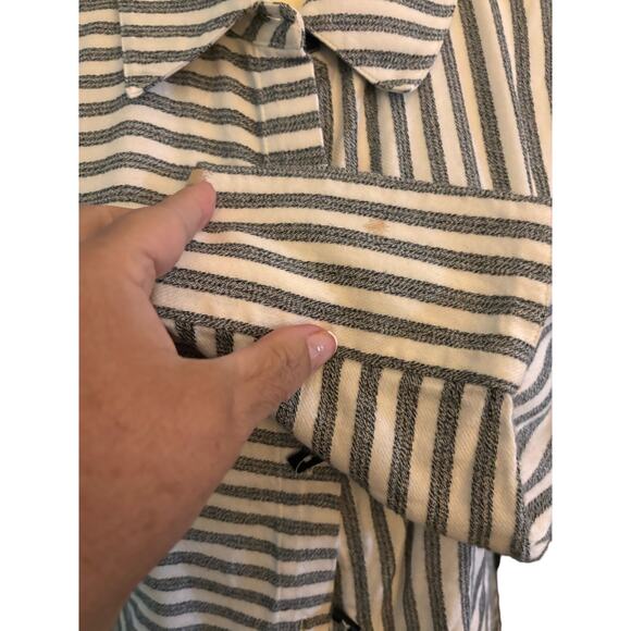 Soft Surrounding Striped Tunic Button Down Asymmetrical Hem Shirt, Size Medium - Picture 7 of 8